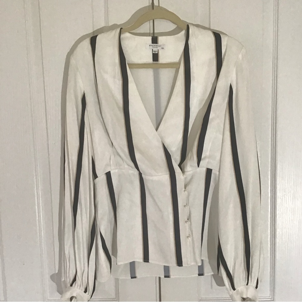 Equipment striped wrap blouse Sz M